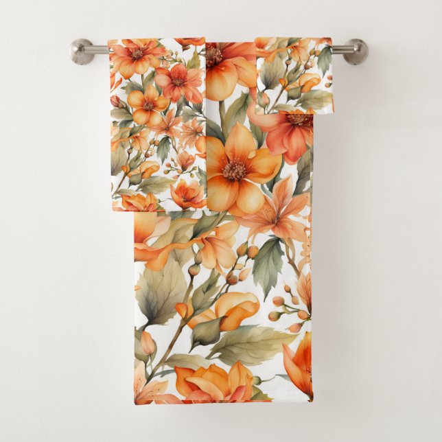 Conjunto De Toalhas Red Wilers Watercolor Art (Insitu)