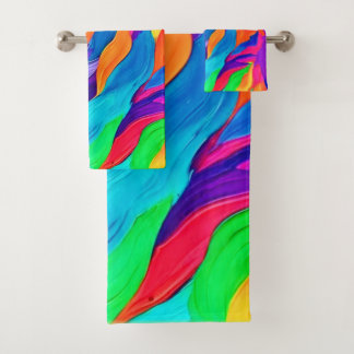 Conjunto De Toalhas Redemoinhos de Arco-Íris Vibrante Arte Abstrata