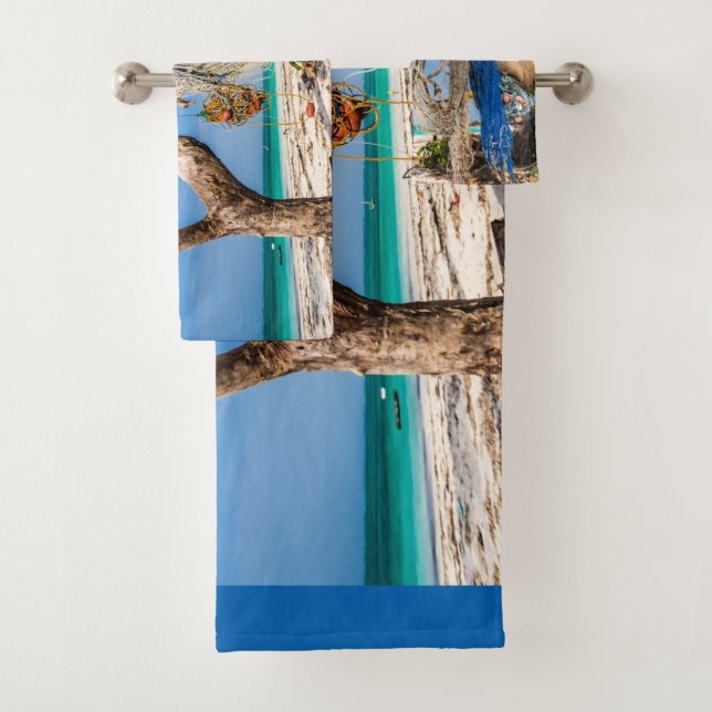 Conjunto De Toalhas Redes de pesca que secam na praia (Insitu)