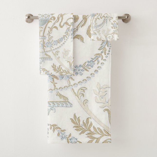 Conjunto De Toalhas Regina White Blue Floral (Insitu)