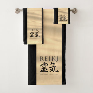 Conjunto De Toalhas Reiki 霊 気 Energia do Caligráfico Japonês