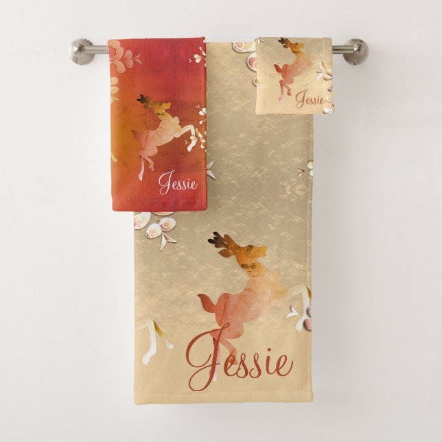 Conjunto De Toalhas Reindeer na Dourada Rosa e Topaz Towel (Insitu)