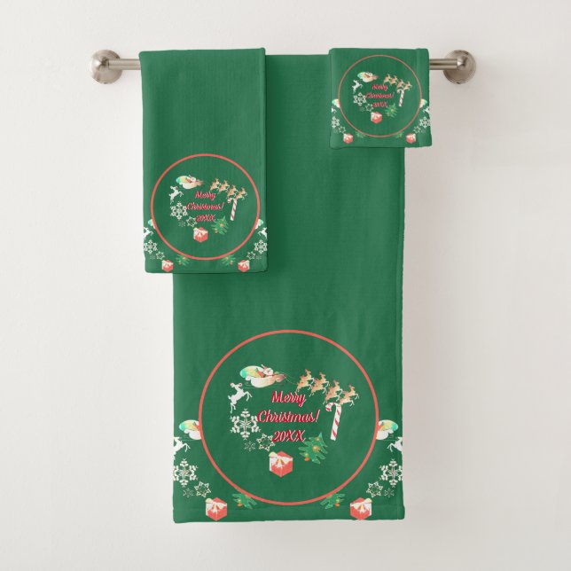 Conjunto De Toalhas Reindeer Towel dos Papais noeis de Natal (Insitu)