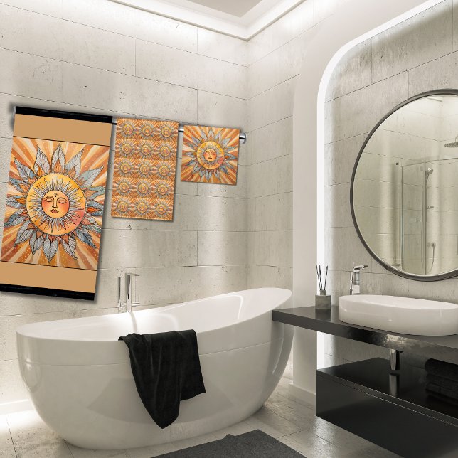 Conjunto De Toalhas Relaxamento bonito Zen Boho Burnt Amber Tan Sun (Criador carregado)