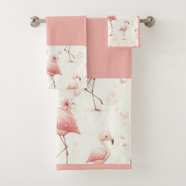 Conjunto De Toalhas Relógio Flamingo Mais Justo (Insitu)