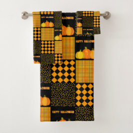 Conjunto De Toalhas Remendo de Abóbora de Halloween