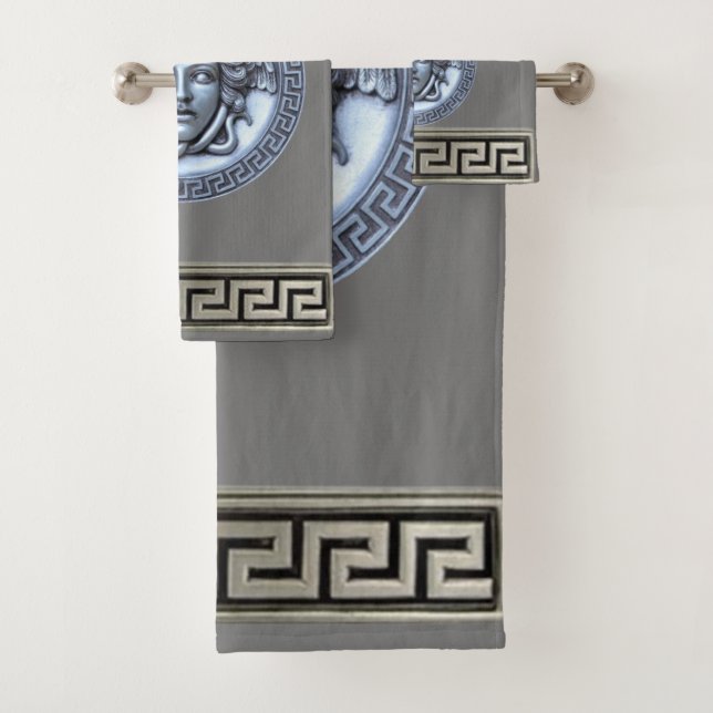 Conjunto De Toalhas Renascimento Grego Prata / Cinza Medusa (Insitu)