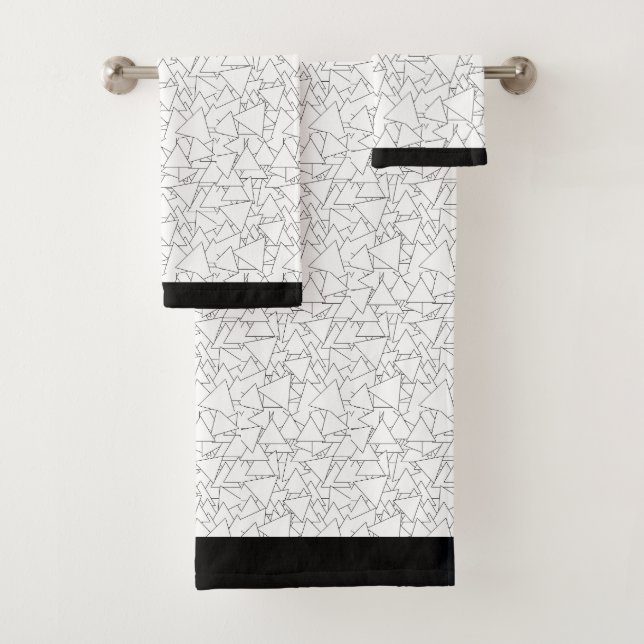 Conjunto De Toalhas Repetição de Triângulo Branco  (Insitu)