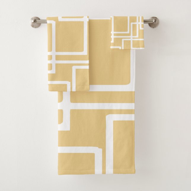 Conjunto De Toalhas Retângulos brancos modernos retros no camelo (Insitu)