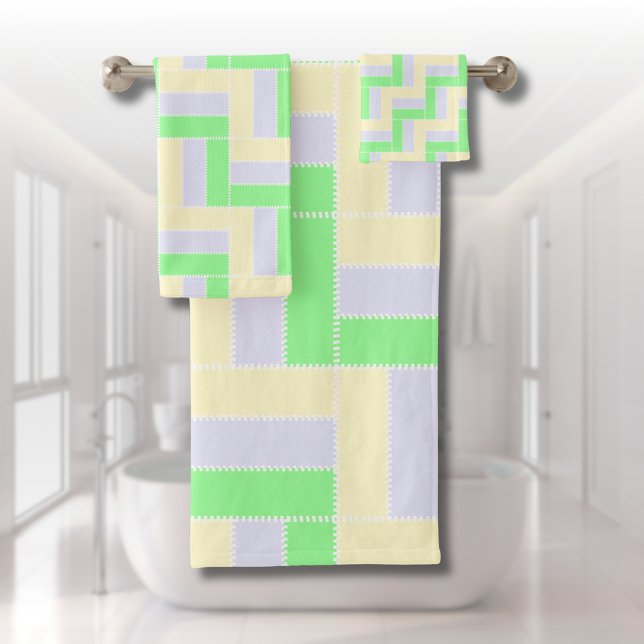 Conjunto De Toalhas Retângulos de Pastel Linhas Brancas Padrão (Criador carregado)