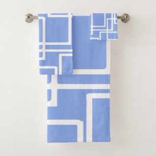 Conjunto De Toalhas Retângulos modernos retros em azul-céu do verão