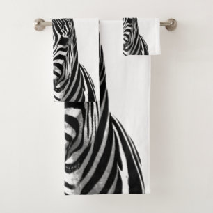 Conjunto De Toalhas Retrato preto e branco da zebra