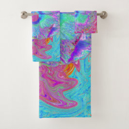 Conjunto De Toalhas Retro-Arco-Íris Azul Psicodélico