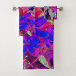 Conjunto De Toalhas Retro Crimson Psicodélico e Flores Selvagens Magen