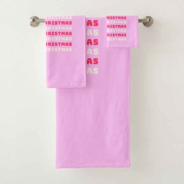 Conjunto De Toalhas Retro Feliz Natal Pink Decor (Insitu)