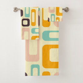 Conjunto De Toalhas Retro geometric pattern in light beige background
