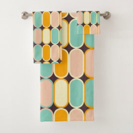 Conjunto De Toalhas Retro geometric pattern with vertical ovals