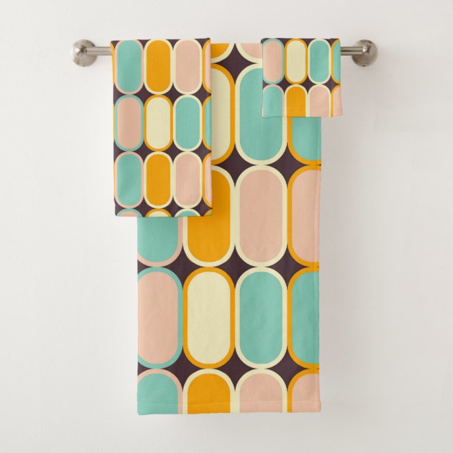 Conjunto De Toalhas Retro geometric pattern with vertical ovals (Insitu)