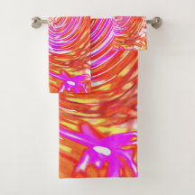 Retro Magenta e Cores de Outono Floral Swirl