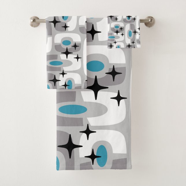 Conjunto De Toalhas Retro Mid Century Modern Cosmic Abstract Pattern (Insitu)
