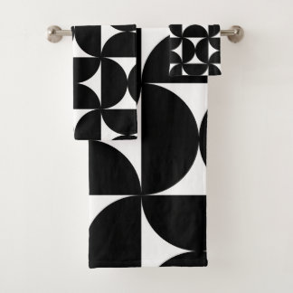 Conjunto De Toalhas Retro Minimalist Style Black Geometric Bauhaus