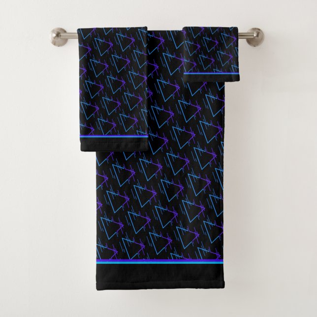 Conjunto De Toalhas Retro Neon Geométrico Patterno 2 (Insitu)