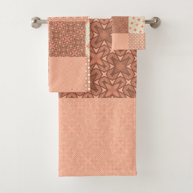 Conjunto De Toalhas Retro Pink Patchwork (Insitu)