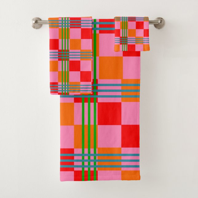 Conjunto De Toalhas Retro Plaid  (Insitu)