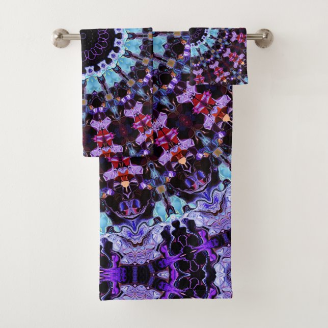 Conjunto De Toalhas Retro Psicélico Mandala Trippy Hippie Boho (Insitu)