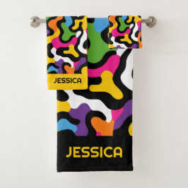 Conjunto De Toalhas Retro y2k Abstrato estésico Nome colorido