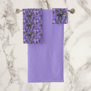 Conjunto De Toalhas Rhododendron Roxo Padrão Floral