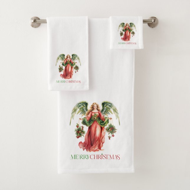 Conjunto De Toalhas Rico de Anjo de Natal Merry Typografia de Natal (Insitu)