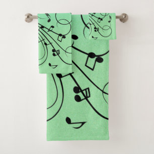 Conjunto De Toalhas Rico Notes Green Music Design