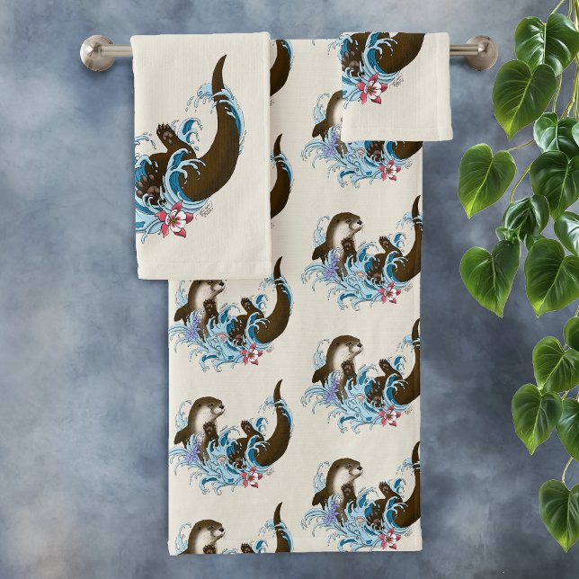 Conjunto De Toalhas Rio Otter Water Cute (Criador carregado)