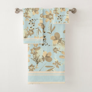 Conjunto De Toalhas Robins Azul de Ovo com Formas Marrons
