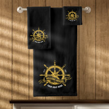 Roda De Navio Náutica Bem-Vindo A Bordo Preto E Do