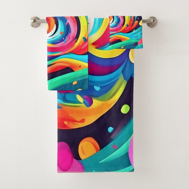 Conjunto De Toalhas Roda vibrante de Abstrato de cores (Insitu)
