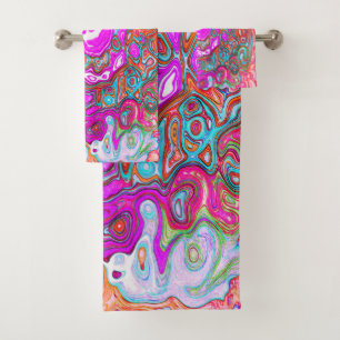 Conjunto De Toalhas Rodeio Abstrato Retro Roxo e Laranja