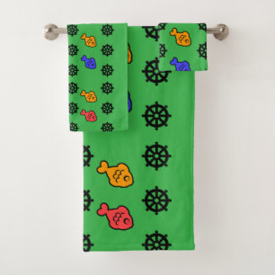 Conjunto De Toalhas Rodinhas de Peixe Kids Verde