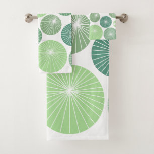 Conjunto De Toalhas Rodinhas verdes dos anos 50