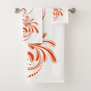 Conjunto De Toalhas Rodovalho laranja sobre fundo branco
