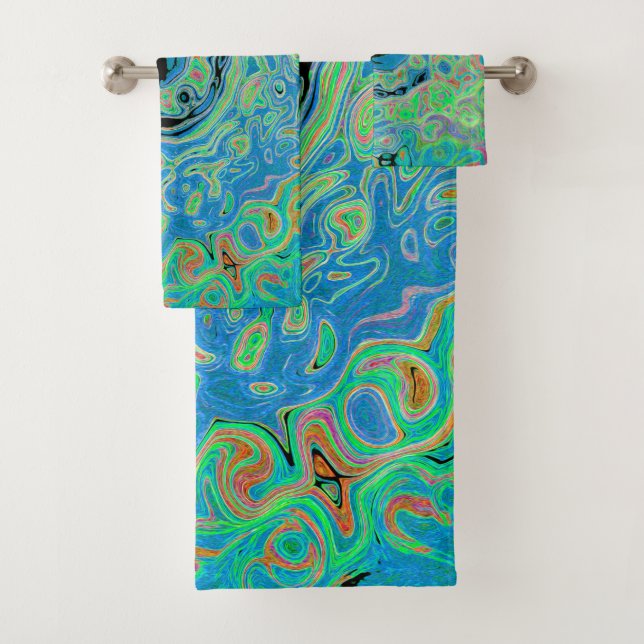 Conjunto De Toalhas Rolha de Abstrato com rolha azul de aquarela com r (Insitu)