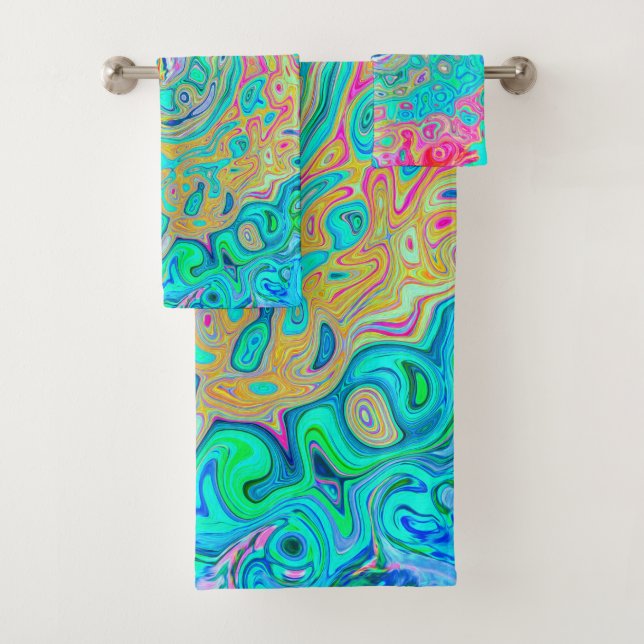 Conjunto De Toalhas Rolha de Abstrato do Groovy Retro Arco-Íris Líquid (Insitu)