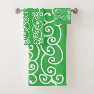 Conjunto De Toalhas Rolos brancos verdes de maçã