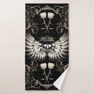 Conjunto De Toalhas Romance Gótico Vitoriano Caveira Asas & Rosas Bran