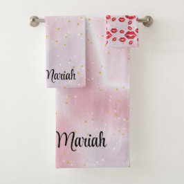 Conjunto De Toalhas Romantic chic luxe red lips