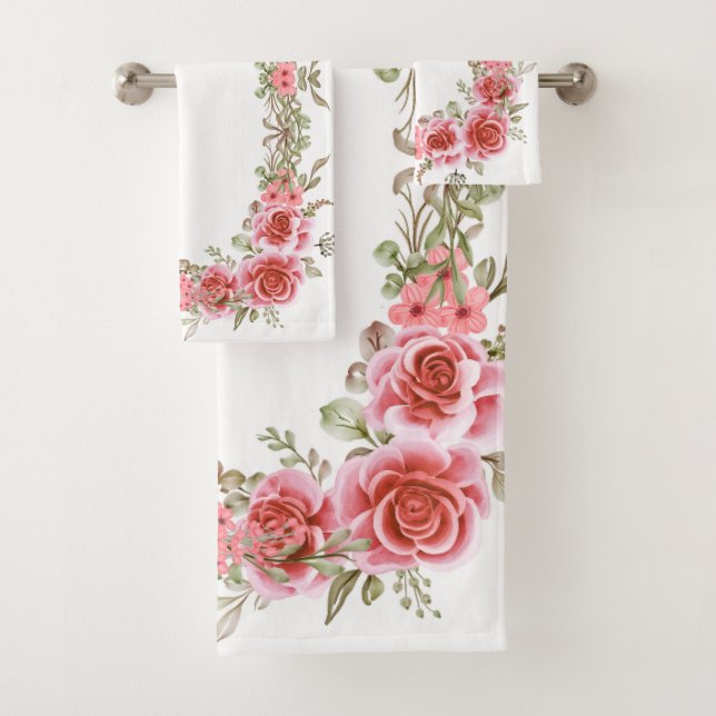 Conjunto De Toalhas Romantic Rose Garden Bathroom Towel Set (Insitu)