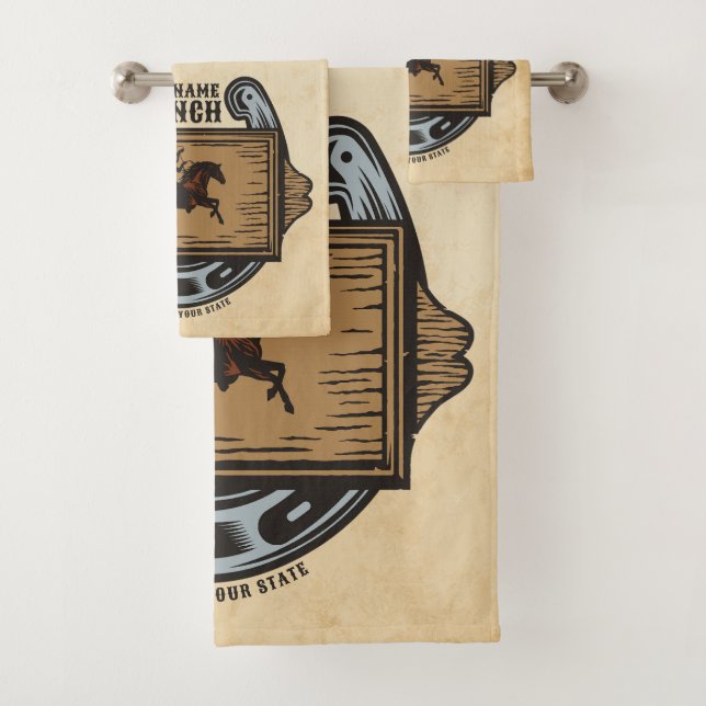 Conjunto De Toalhas Roping Cowboy ADD NAME Western Family Horse Rankin (Insitu)