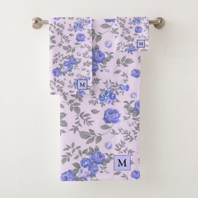 Conjunto De Toalhas Rosa Azul Floral Moderno (Insitu)