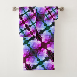 Conjunto De Toalhas Rosa Branca Com Colírio Abstrato Arte Floral
